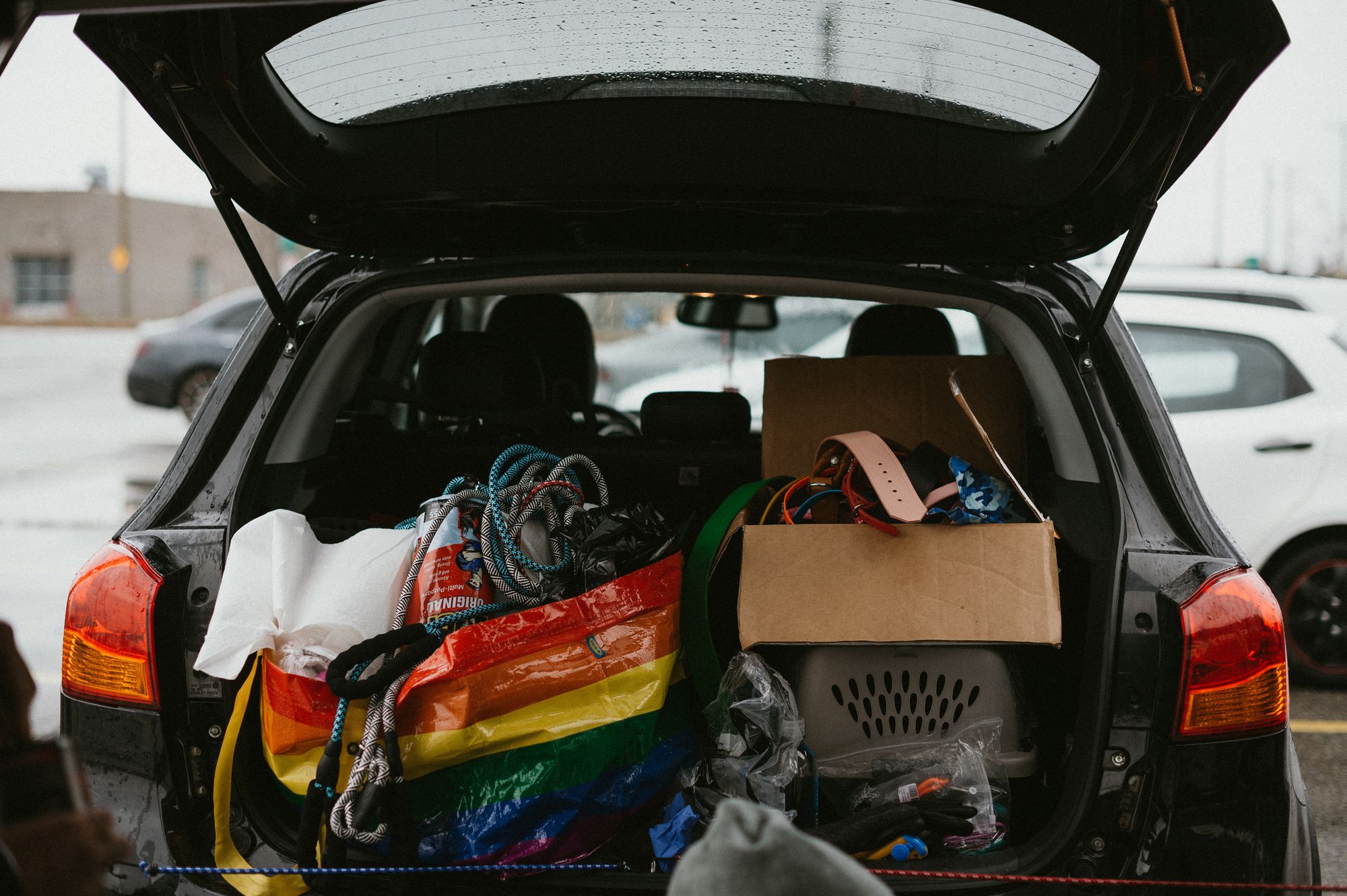 Multiple items in the trunk of a car