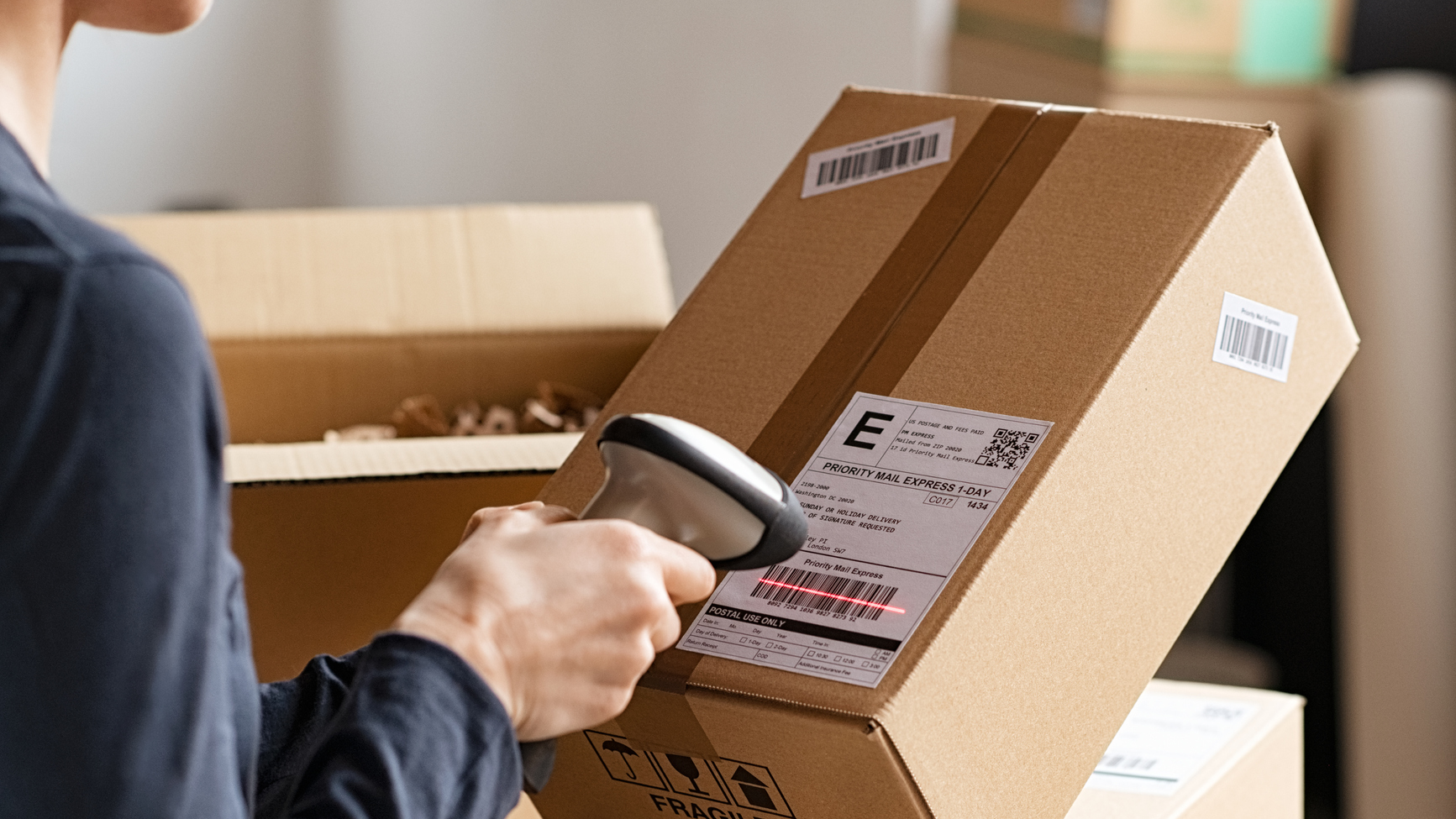 Scanning barcode on a delivery parcel