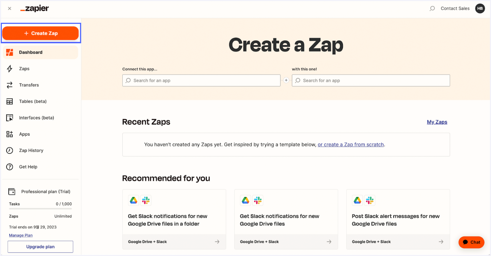 Create Zap on Zapier.