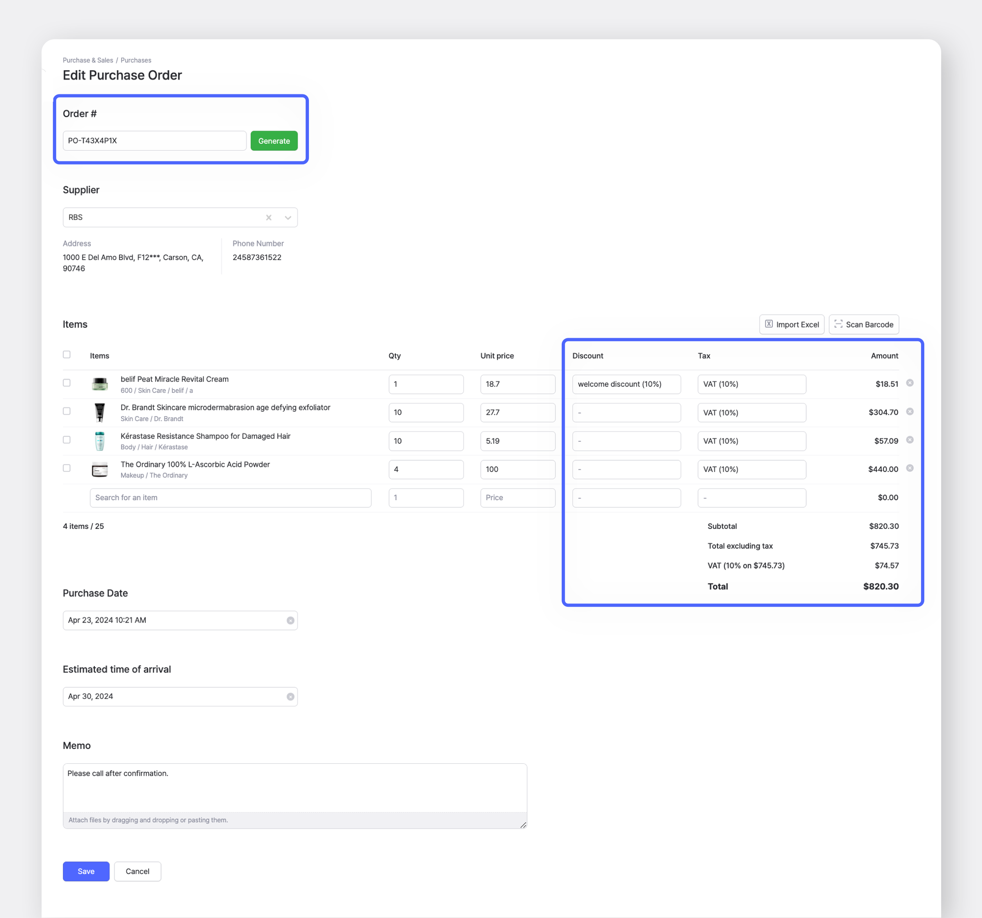 Now you can apply taxes and discounts to orders and sales invoices!