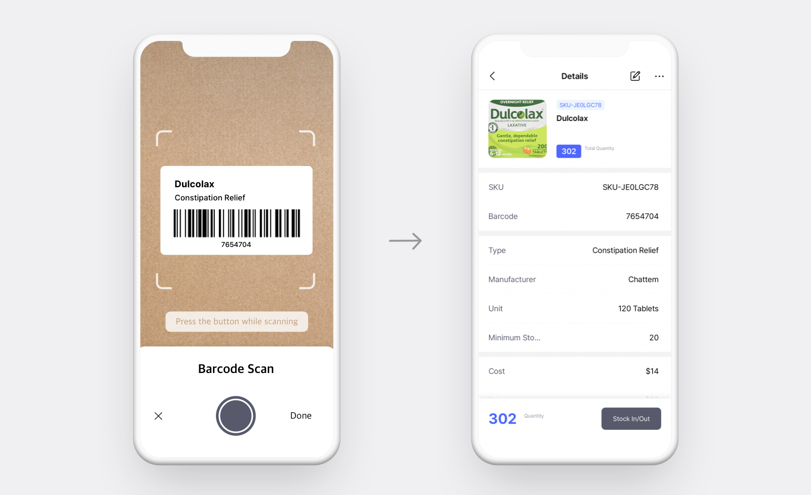 BoxHero UI: Scan Barcodes