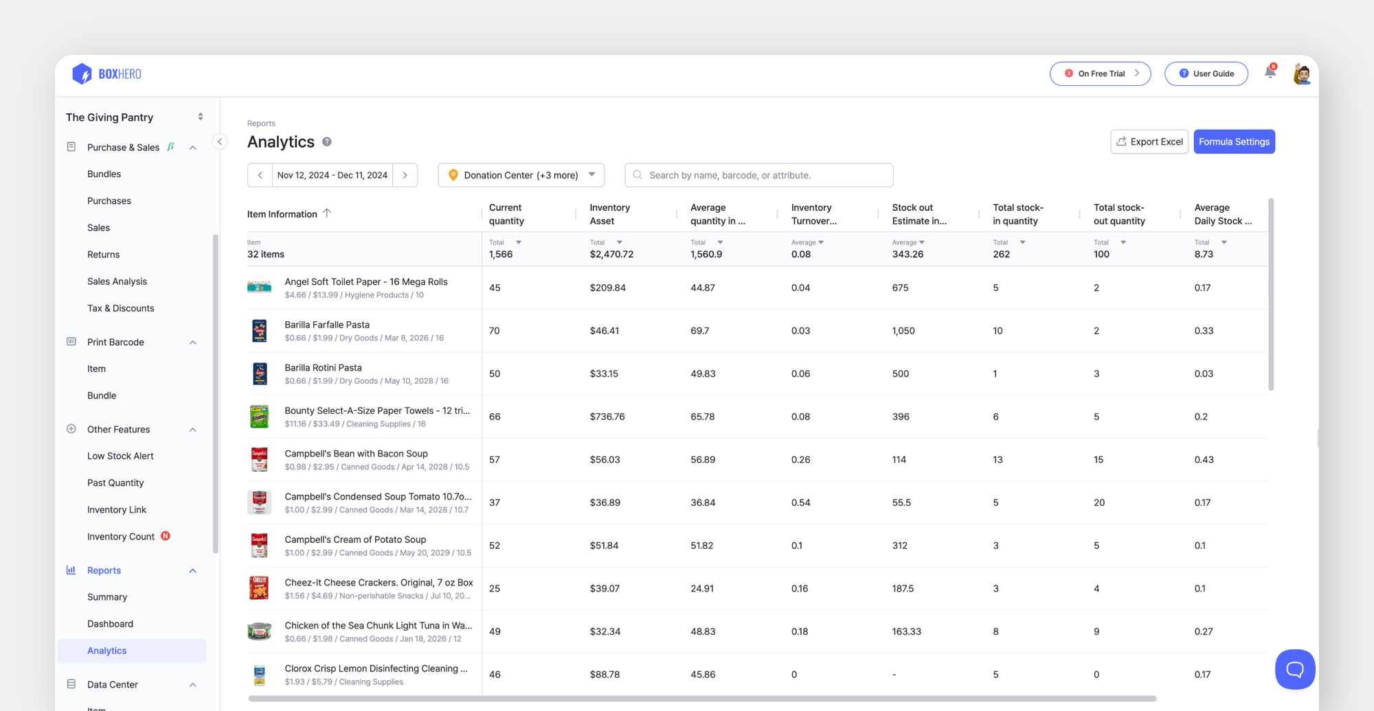 BoxHero's Analytics Feature