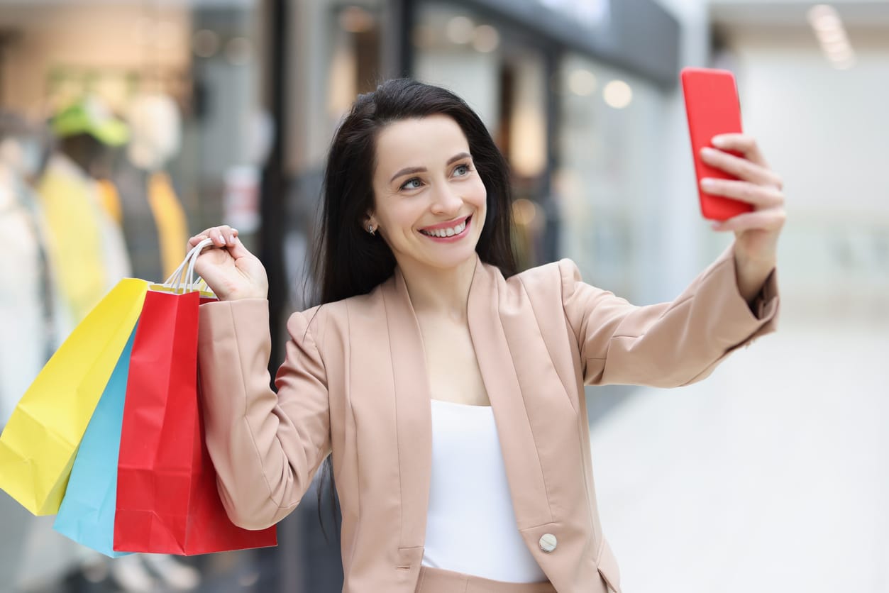 An influencer creating a social media content about her shopping experience